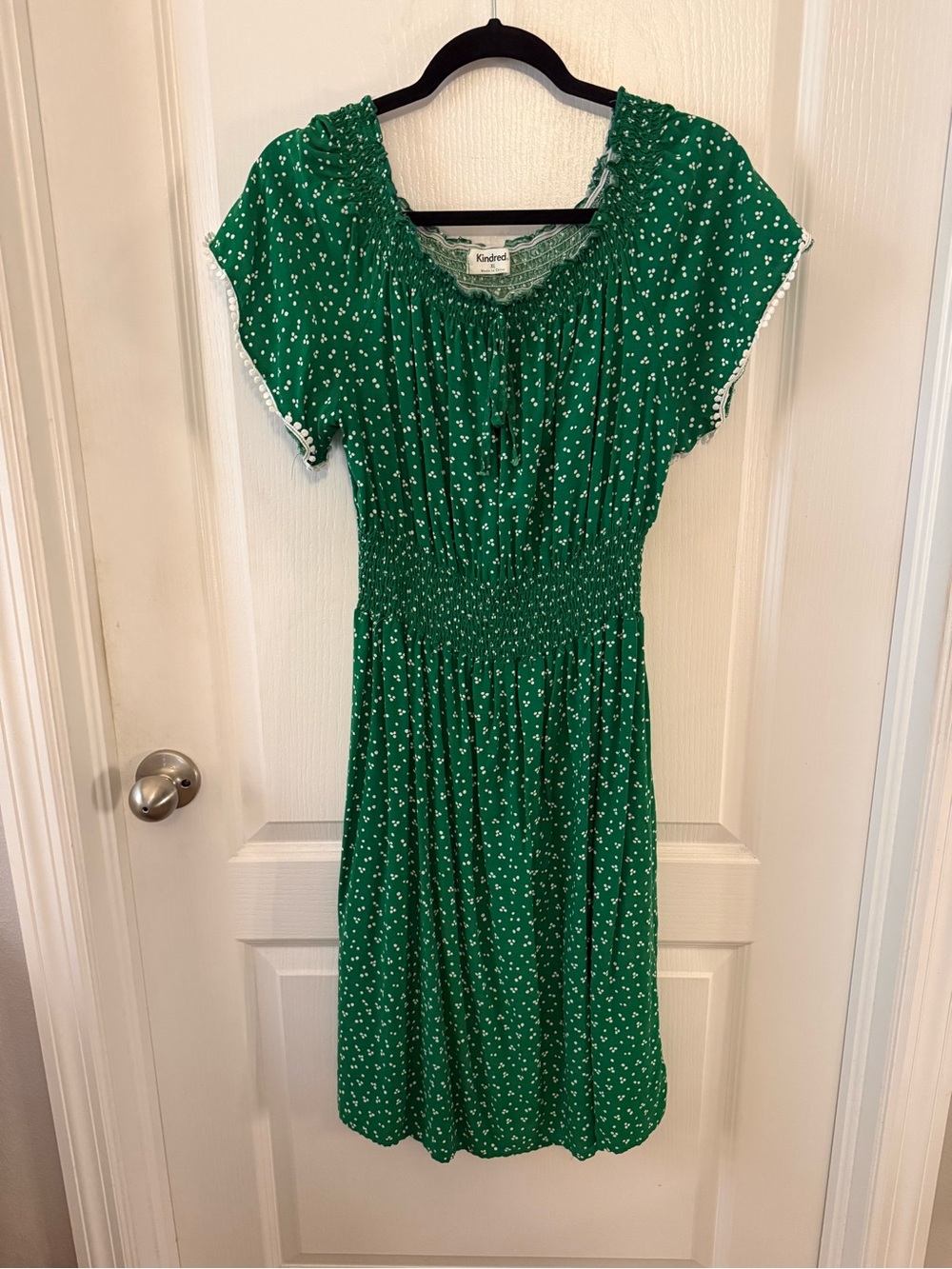 Kindred Brigitte Green Floral Smocked Midi Dress